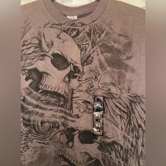 New Vintage Y2k 1999 Rare Delta Pro WeightBrown Skulls Graphic T- Shirt XL